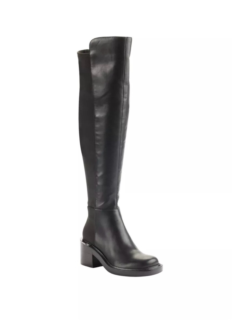 DKNY Black Leather Over-the-Knee Block Heel Boots